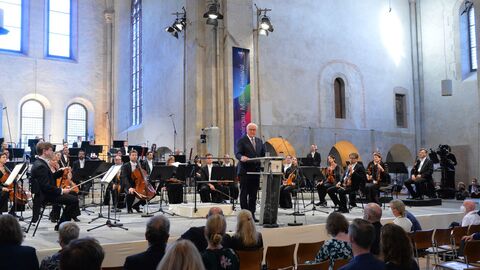 Bundespräsident Frank-Walter Steinmeier bei der Eröffnung des Rheingau Musik Festivals