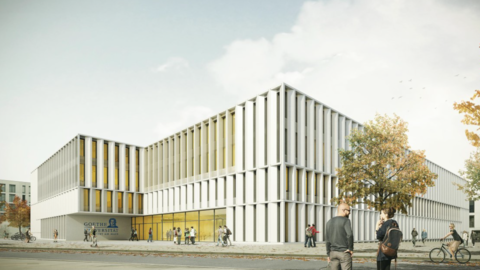 Visualisierung Neubau Informatik und Mathematik Computergenerierte Visualisierung des neuen Baus für die Fachbereiche Informatik und Mathematik an der Uni Frankfurt.