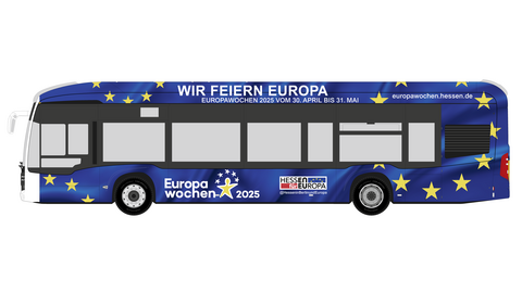 Europabus Grafik eines Busses mit Design der Europawochen