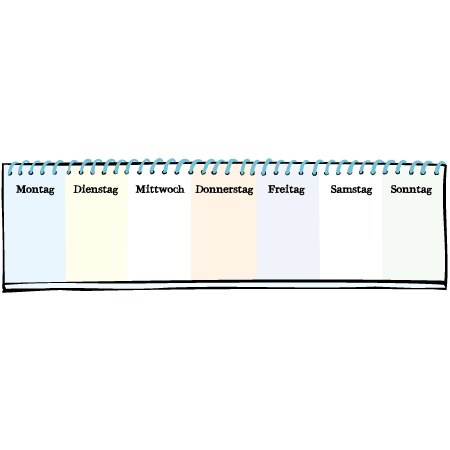 Kalender-Woche Hier kann man aufschreiben, was man in der Woche macht.